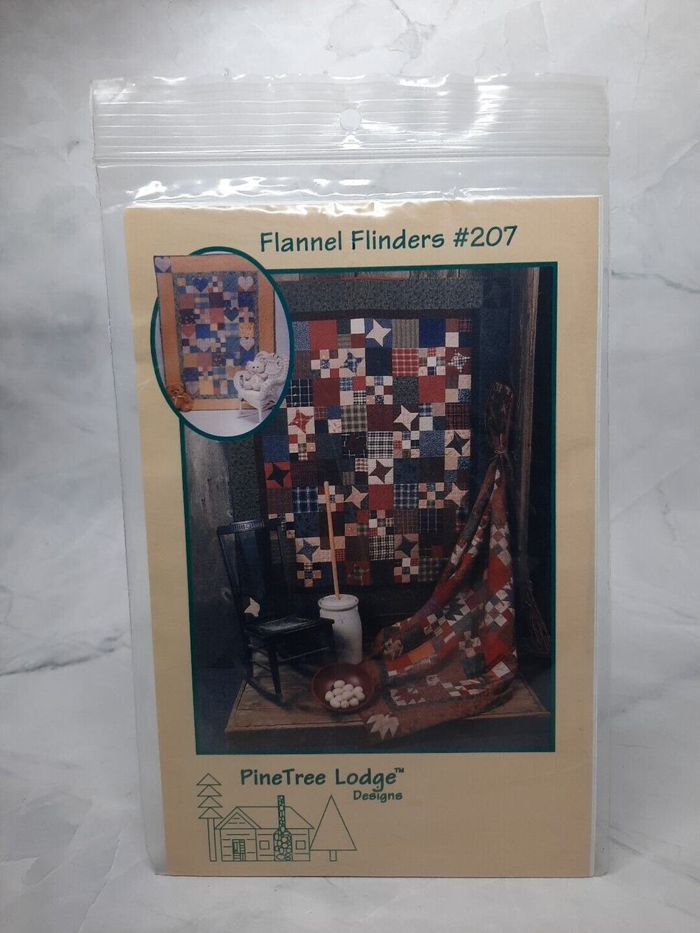 1999 PineTree Lodge Designs Lap Quilt Pattern Flannel Flinders 2 Sizes6